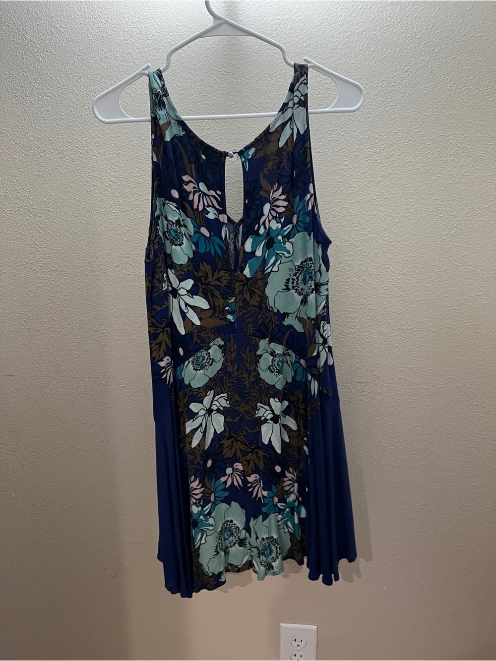Free People Floral V-Neck Mini Swing Dress